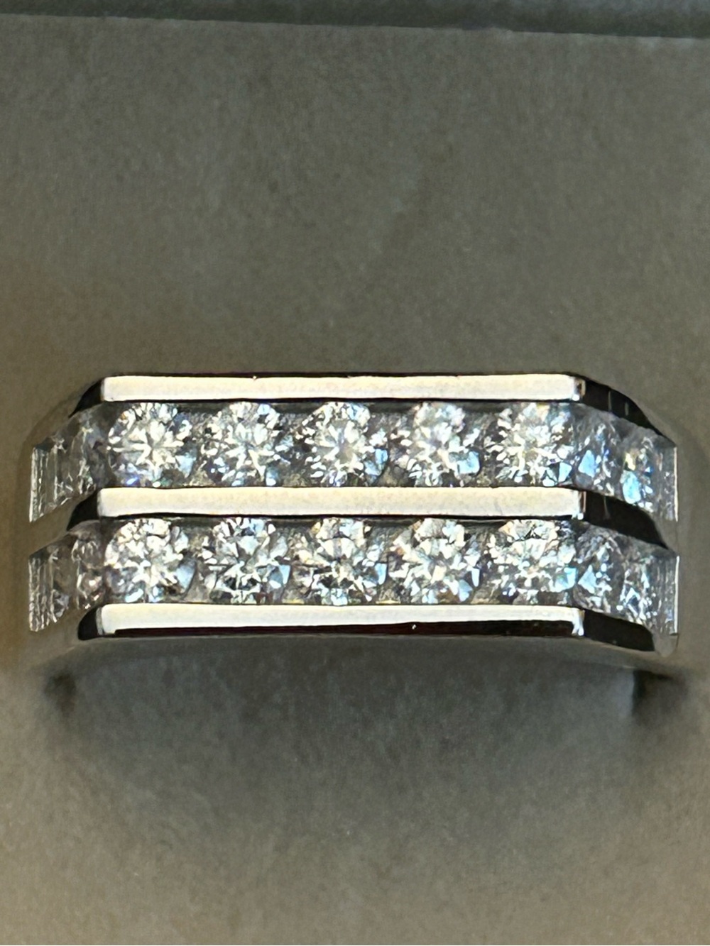3.00CTW Double-Row Genuine Moissanite 💎 Men’s Bezel-Set Band Ring 925 SSilver